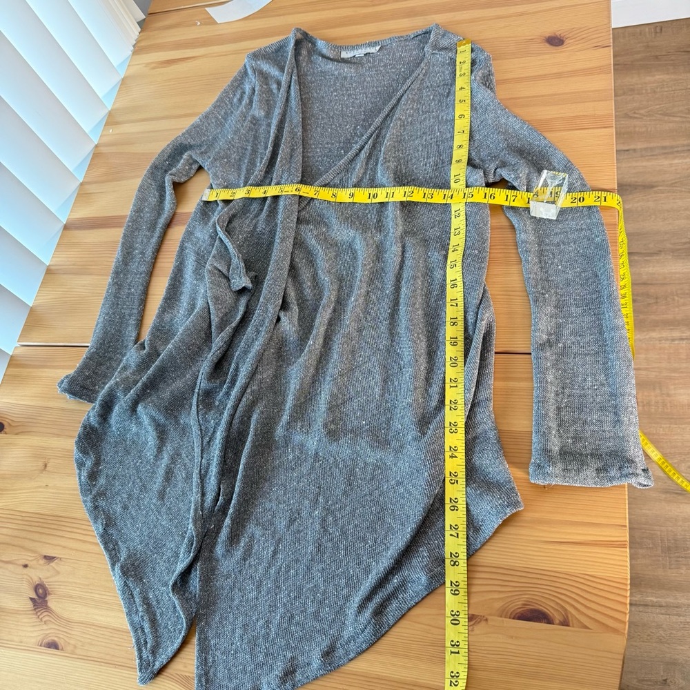 bryn Walker Linen Blend Gray Waterfall Cardigan Sweater Open Knit Lagenlook S - Picture 6 of 9